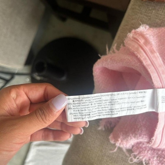 Zara Pink Tweed Deep V‎ Neck Crop Top XS - Picture 7 of 8